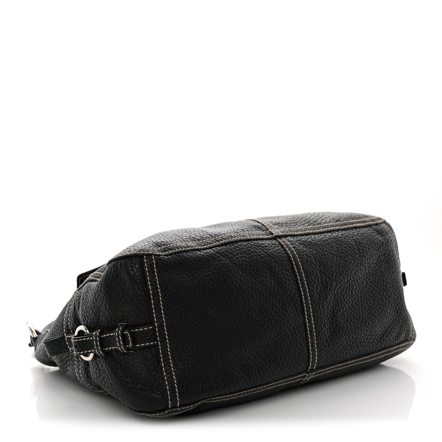 Vitello Front Pockets Shoulder Bag Black
