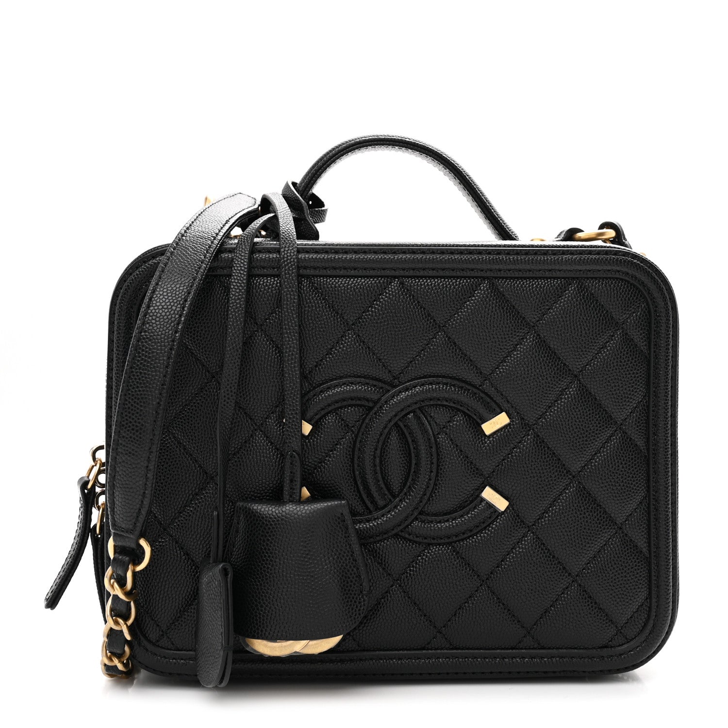 Chanel Caviar Quilted Medium CC Filigree Vanity Case Black 1 of 9