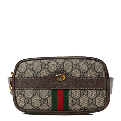 Gucci GG Supreme Monogram Web Ophidia Belted iPhone Case 85 34 Dark Brown 1 of 9