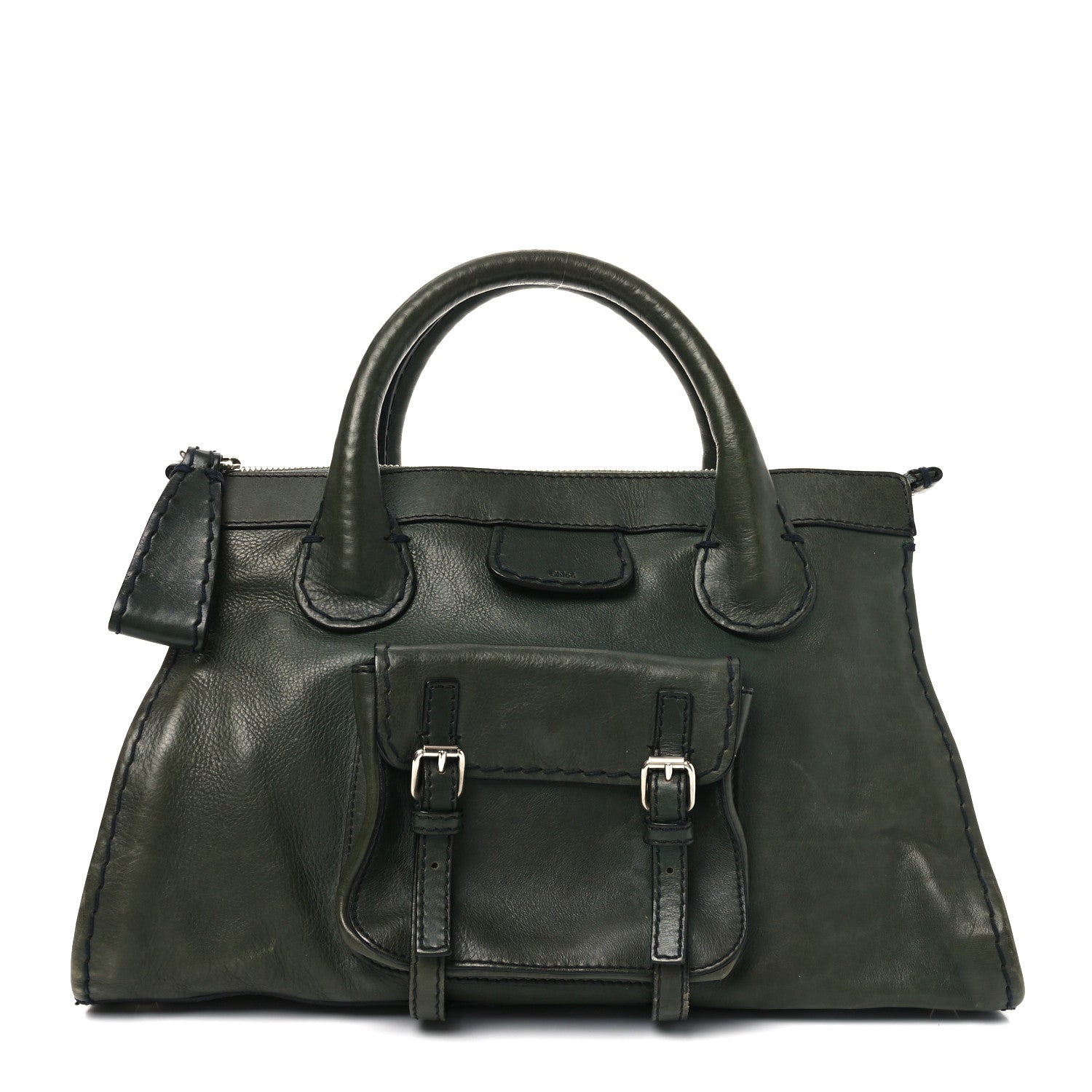 Chloe Shiny Tanned Calfskin Edith Satchel Deep Khaki 1 of 10