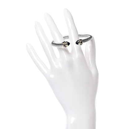 David Yurman Sterling Silver 14K Yellow Gold Black Onyx Pink Sapphire 5mm Cable Renaissance Bracelet 2 of 4