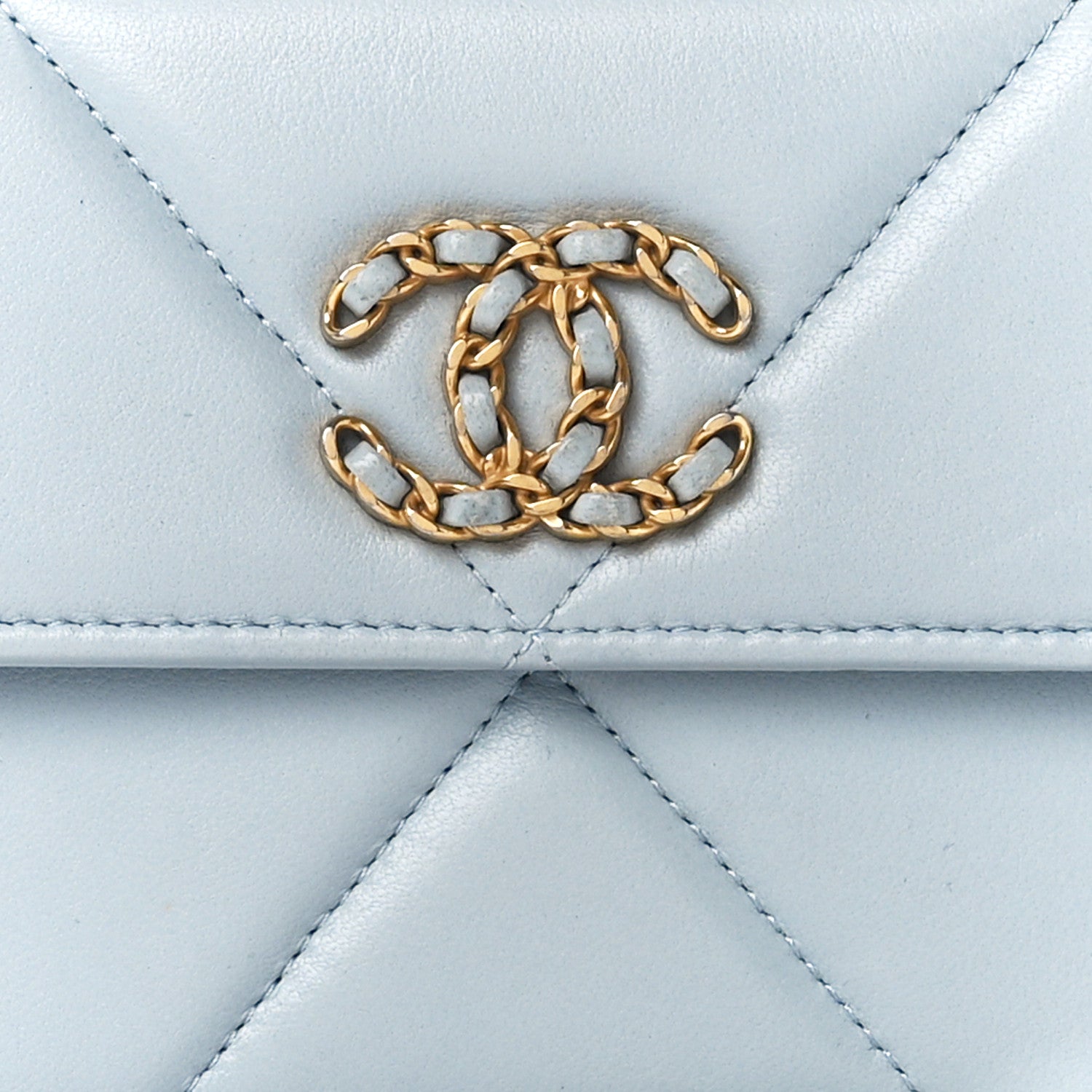 Chanel Lambskin Quilted Chanel 19 Flap Wallet Light Blue 9 of 12