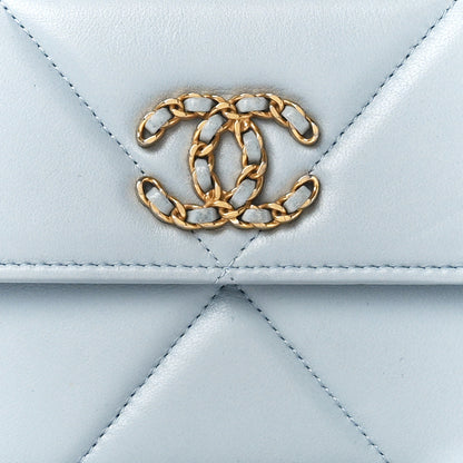 Chanel Lambskin Quilted Chanel 19 Flap Wallet Light Blue 9 of 12