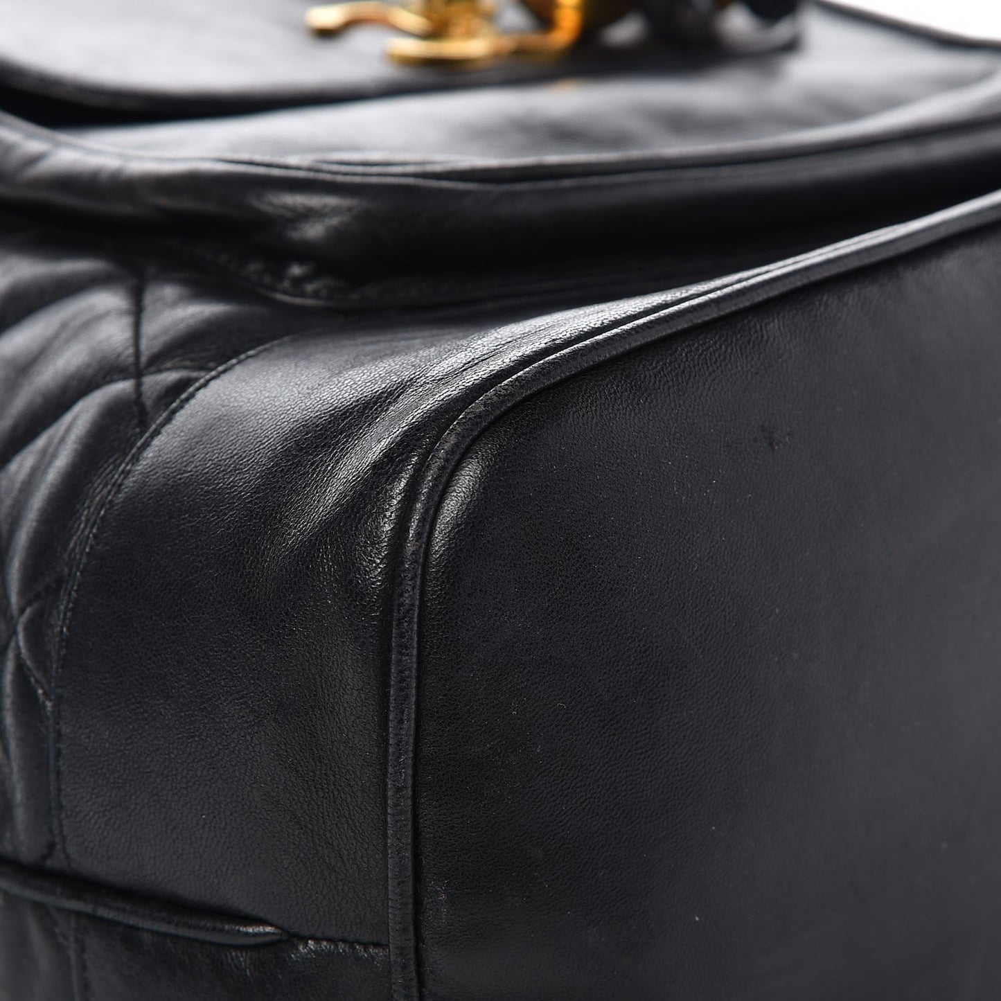 Lambskin Quilted Drawstring Backpack Black