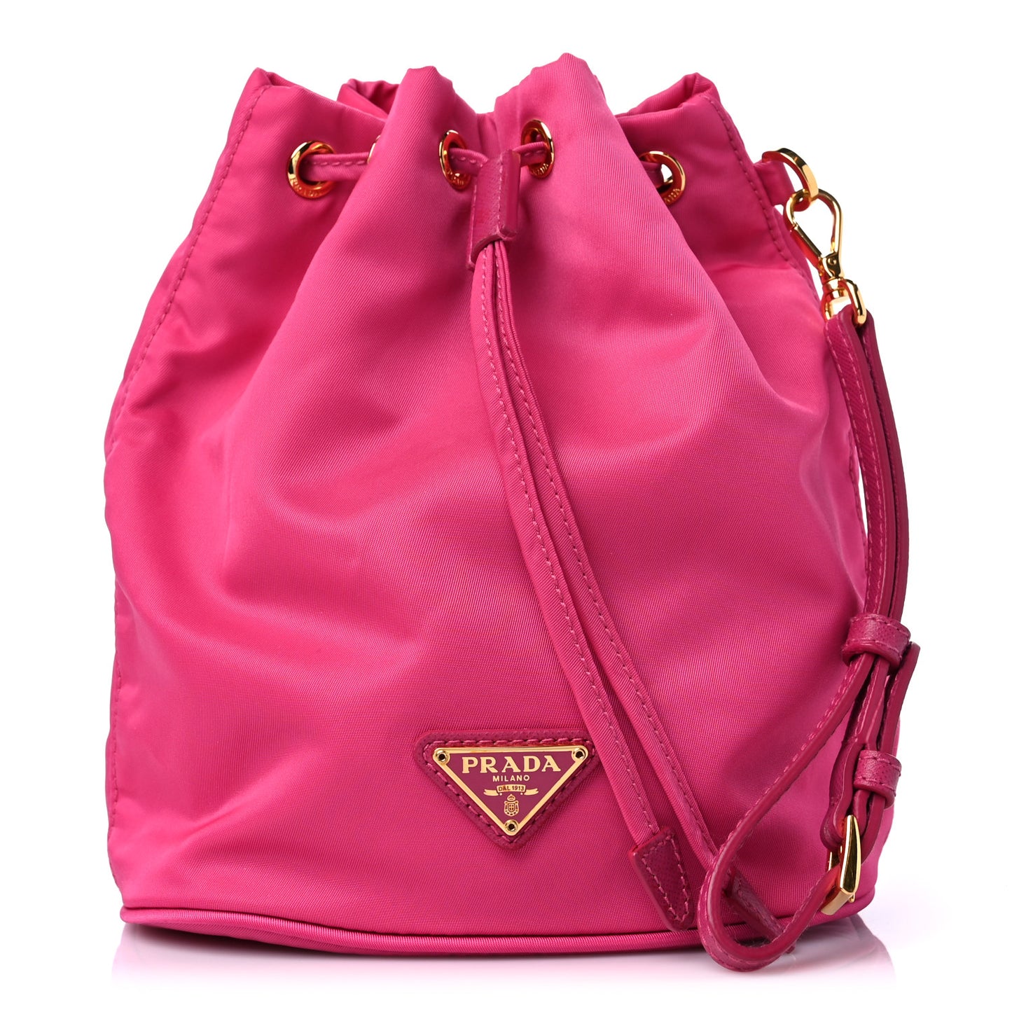 Saffiano Tessuto Nylon Vela Bucket Wristlet Ibisco