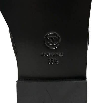 Chanel Suede Kidskin Pearl Camellia Thong Sandals 38.5 Black 7 of 10