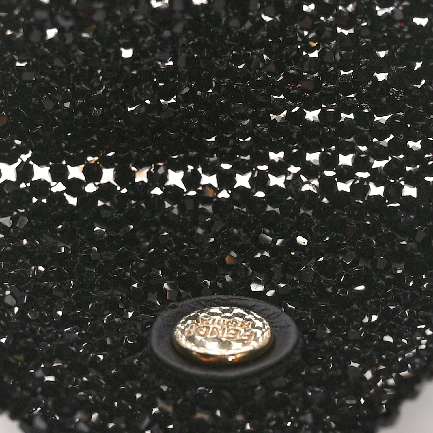 Fendi Crystal Vitello King Beaded Mini Pico Baguette Charm Black 5 of 9