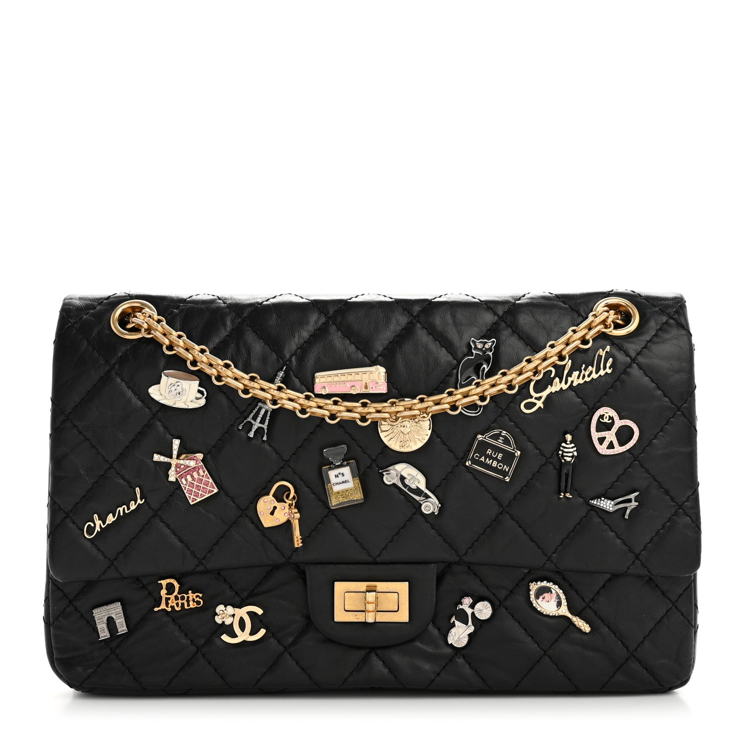 Chanel Aged Calfskin Lucky Charms 2.55 Reissue 226 Flap Black 1 of 10