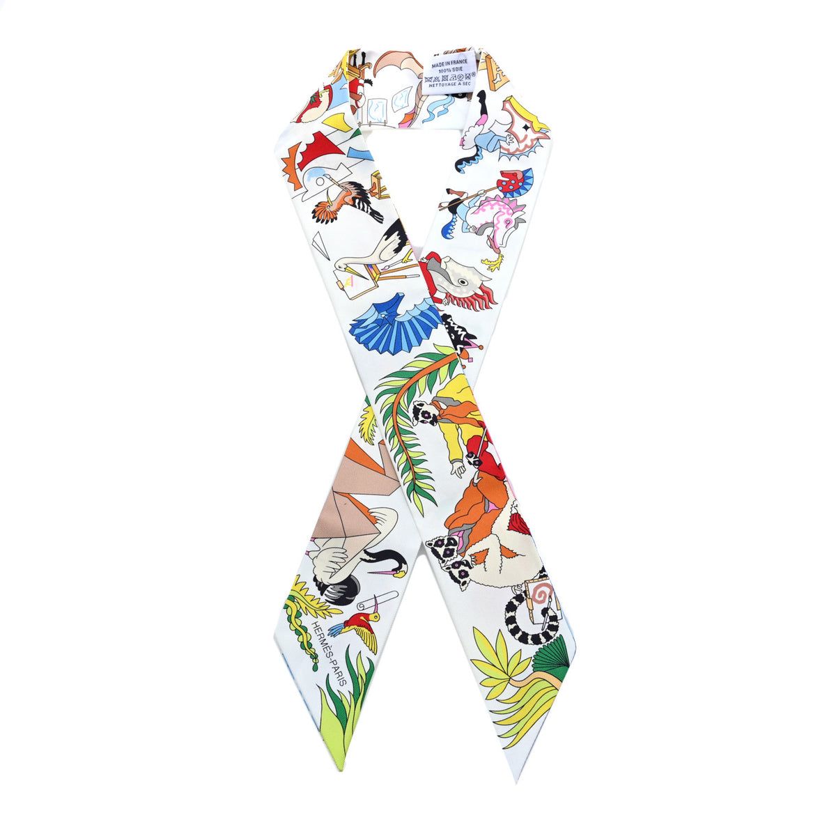 Hermes Silk Academia Hippica Twilly White Jaune Multicolore 1 of 3