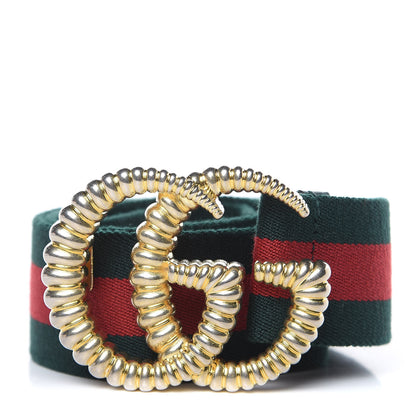 Gucci Canvas Torchon Double G Web Belt 80 32 Verde 1 of 4