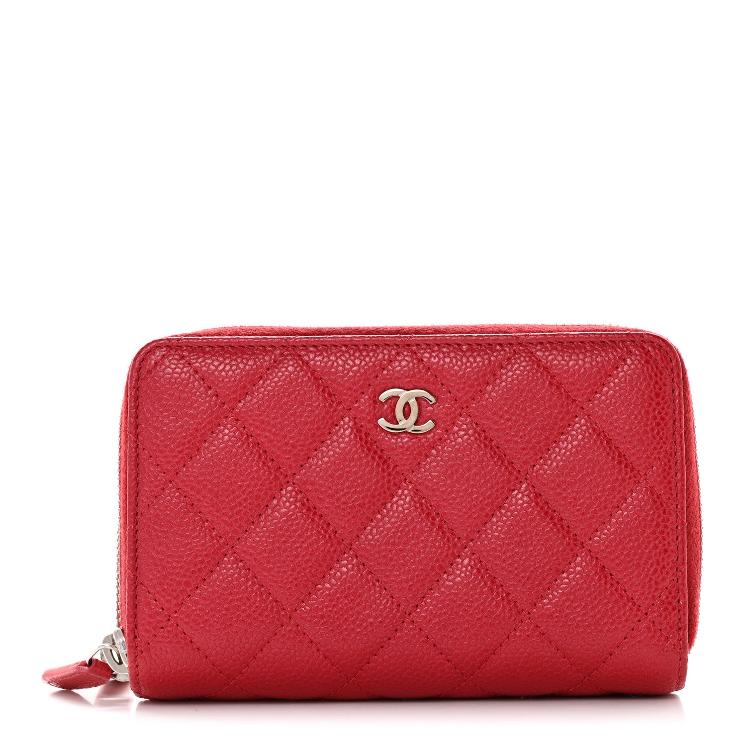 Chanel Caviar Quilted Large Gusset Double Zip Around Wallet Red 1 of 8