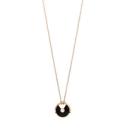 Cartier 18K Pink Gold Diamond Black Onyx SM Amulette de Cartier Pendant Necklace 1 of 4