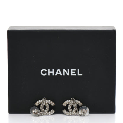 Chanel Baguette Crystal CC Drop Earrings Silver 6 of 6