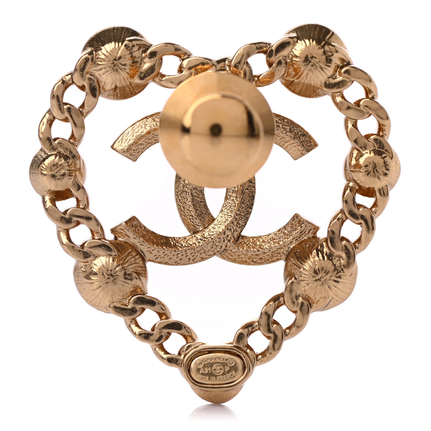 Chanel Crystal Pearl CC Heart Brooch Gold Multicolor 3 of 4