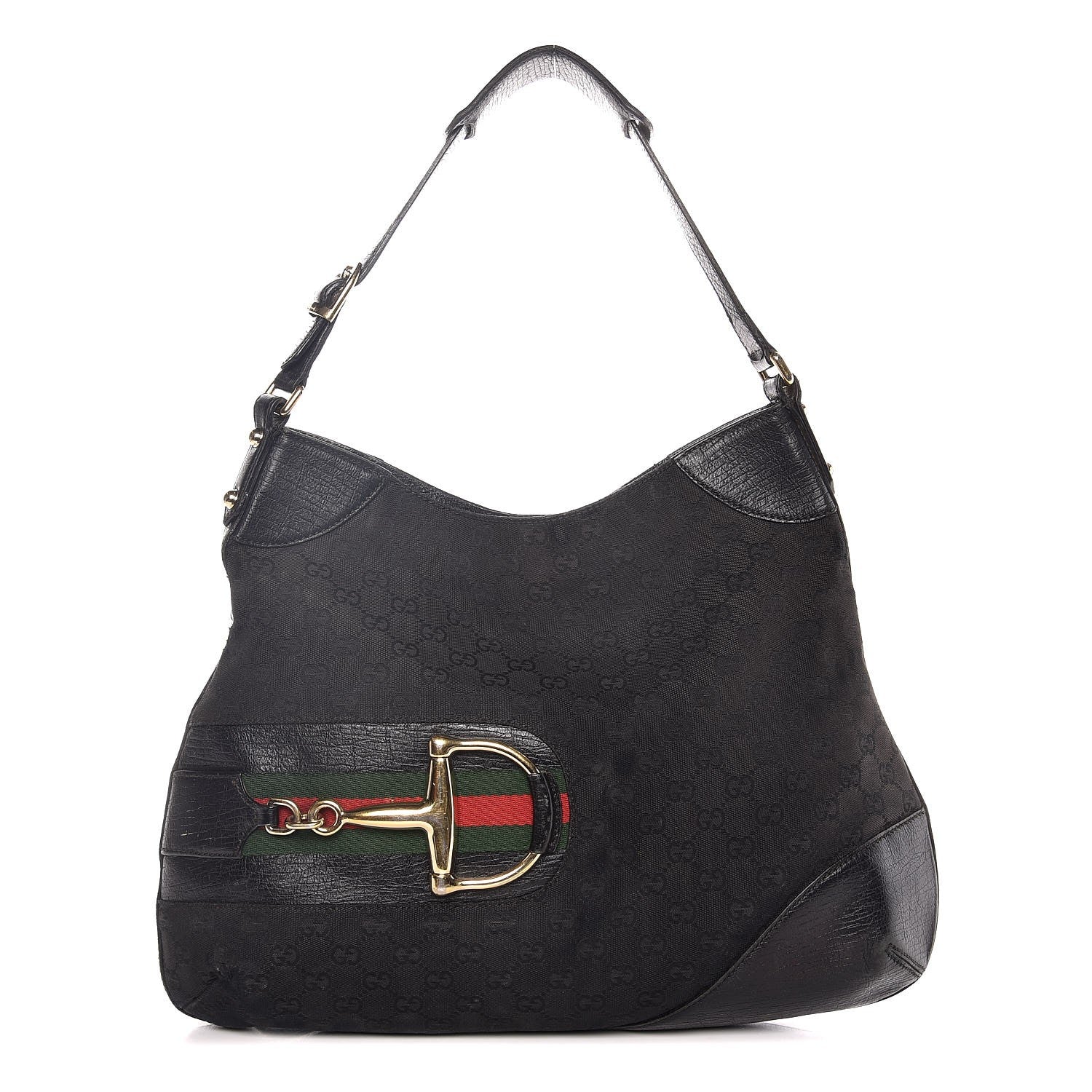 Gucci Monogram Web Hasler Hobo Black 1 of 14