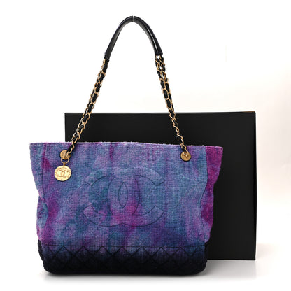 Chanel Wool Tweed CC Tote Purple Black Blue 14 of 14