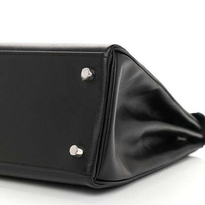 Hermes Madame Calfskin Kelly Retourne 28 Black 10 of 11