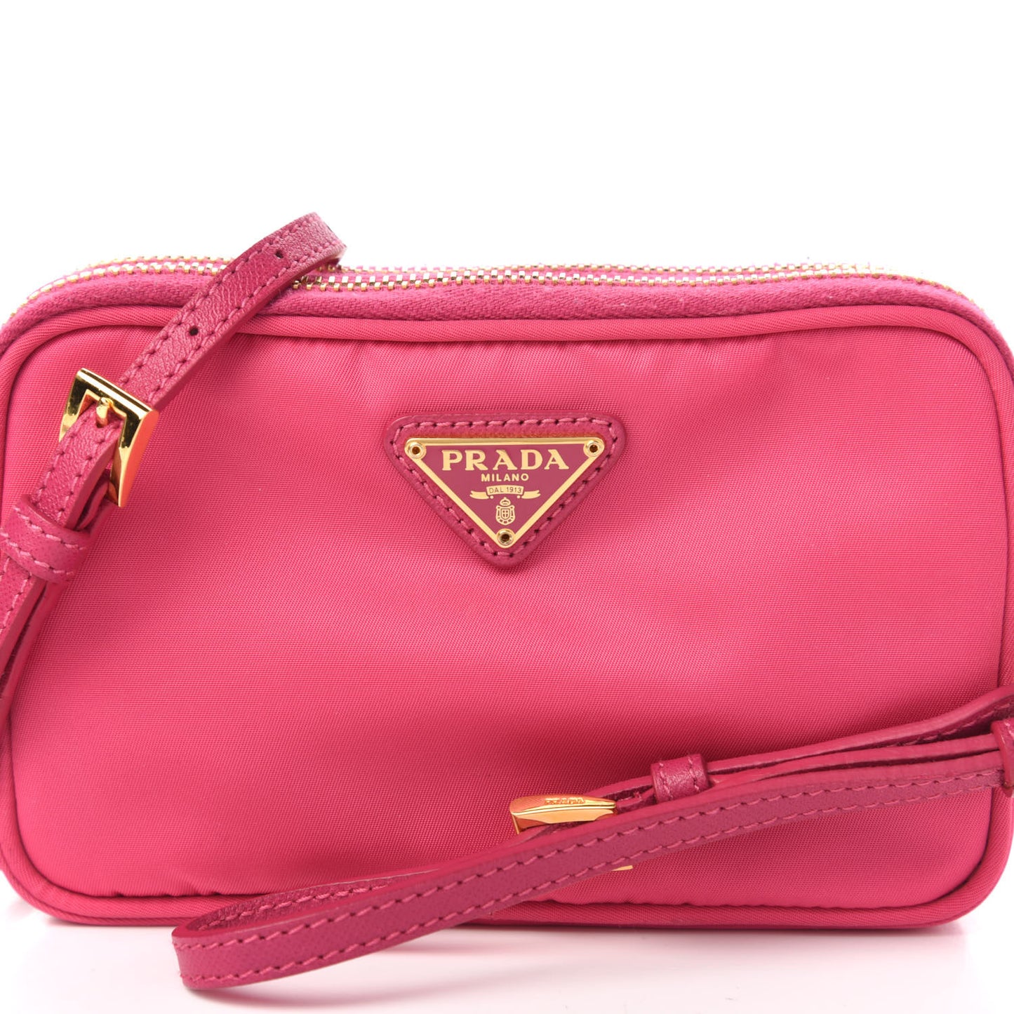 Tessuto Nylon Saffiano Mini Camera Crossbody Fuxia