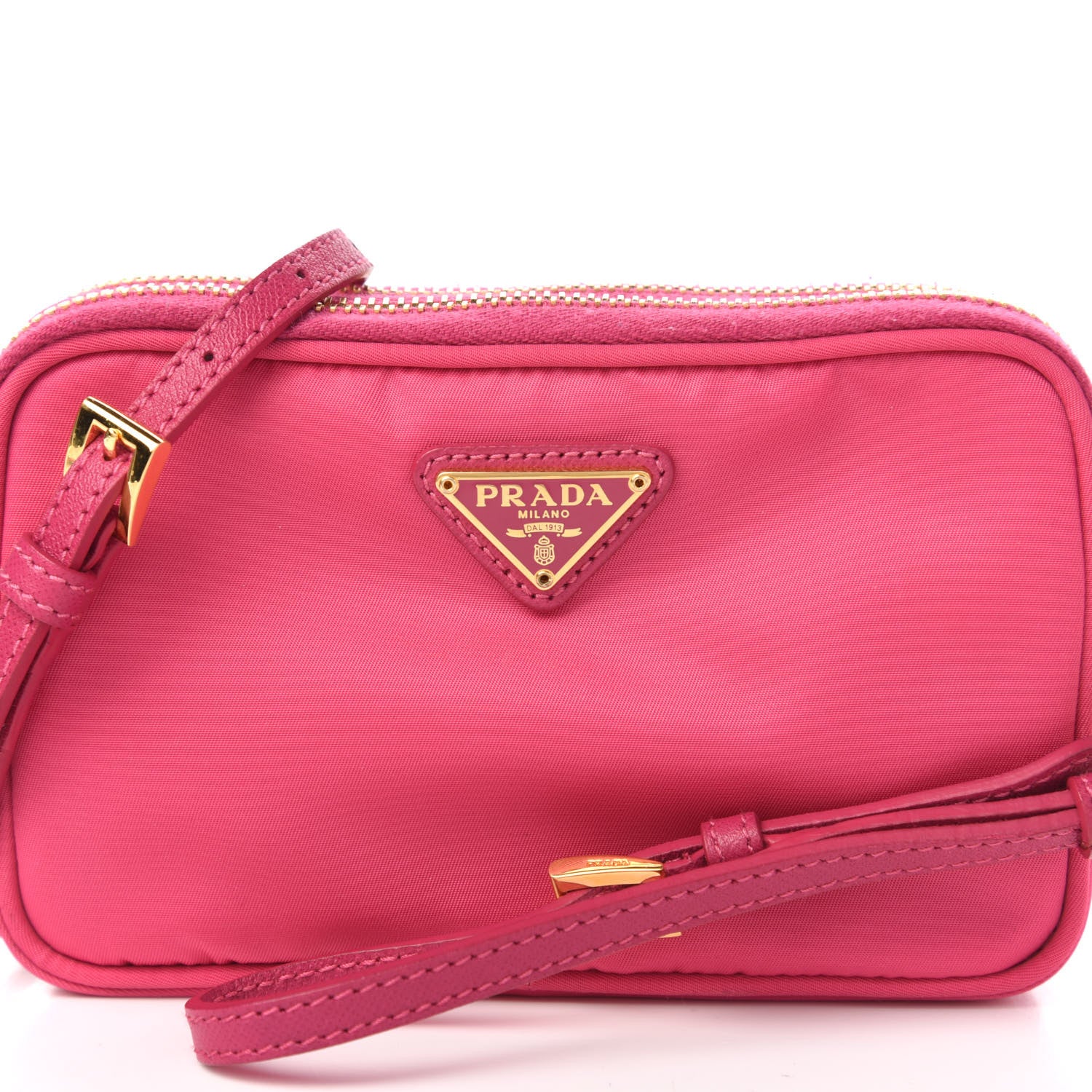 Prada Tessuto Nylon Saffiano Mini Camera Crossbody Fuxia 9 of 9