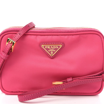 Prada Tessuto Nylon Saffiano Mini Camera Crossbody Fuxia 9 of 9
