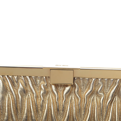 Miu Miu Metallic Nappa Matelasse Clutch Gold 11 of 12