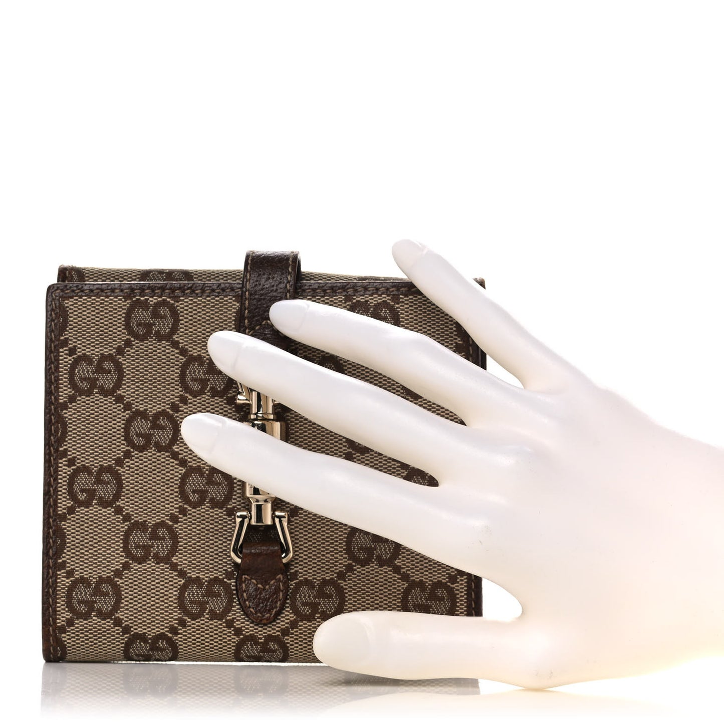 Monogram Piston Lock Compact Wallet Beige