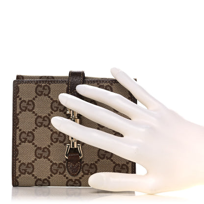 Gucci Monogram Piston Lock Compact Wallet Beige 2 of 14
