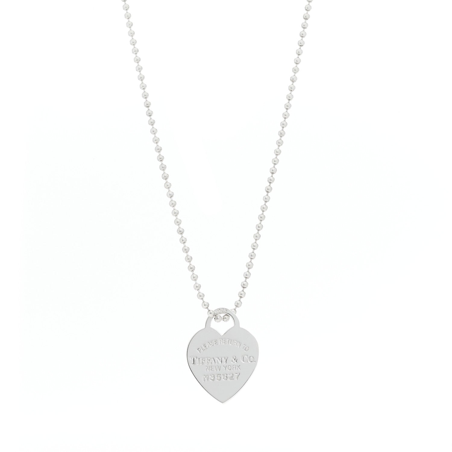 Tiffany Sterling Silver Return To Tiffany Heart Pendant Bead Chain Necklace 1 of 6