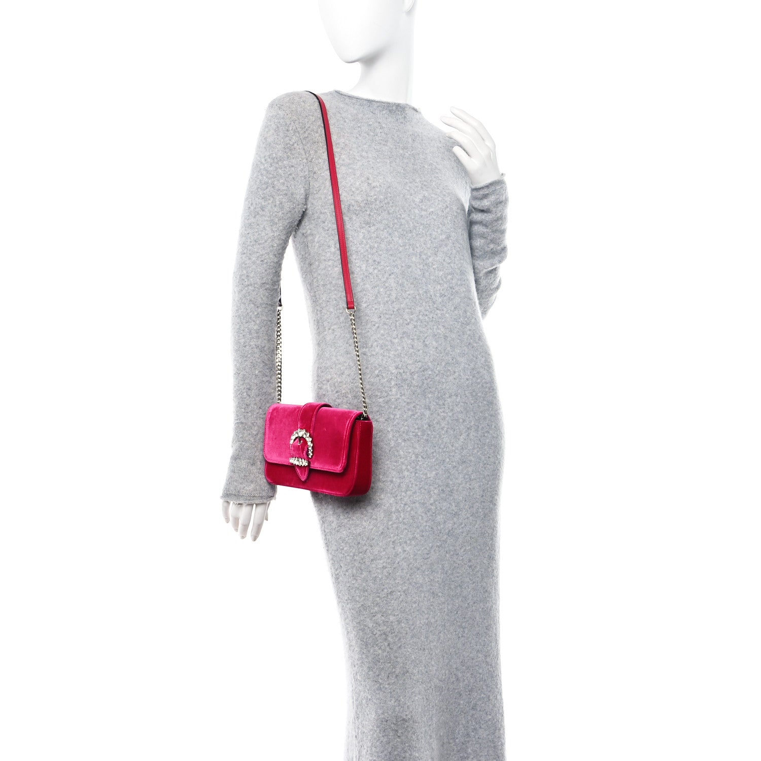 Jimmy Choo Velvet Crystal Cheri Wallet on Chain Pink 2 of 9