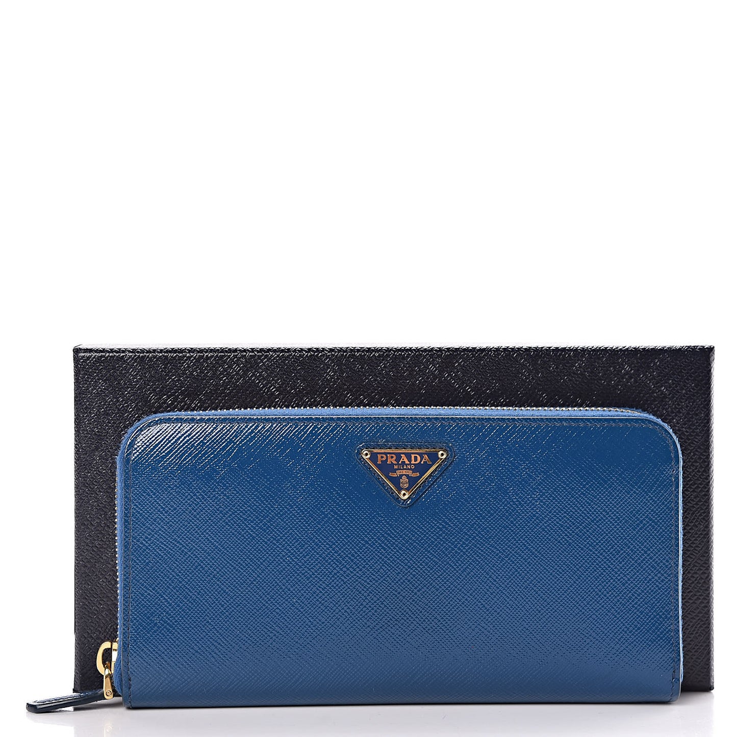 Saffiano Vernice Zip Around Wallet Azzurro