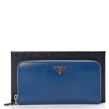 Prada Saffiano Vernice Zip Around Wallet Azzurro 7 of 7