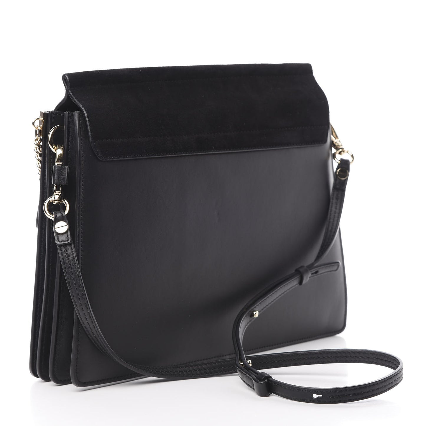 Suede Calfskin Medium Faye Shoulder Bag Black