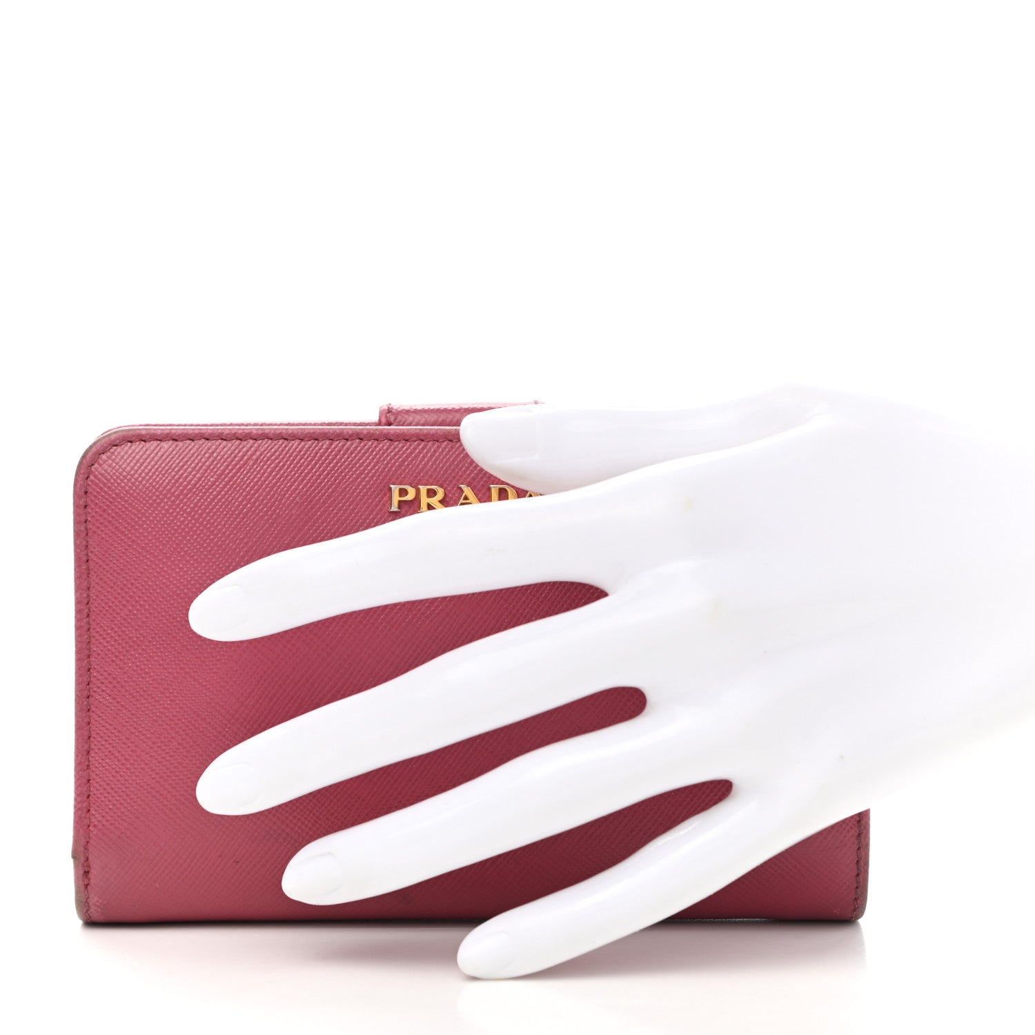 Prada Saffiano Metal Compact Wallet Peonia 2 of 7