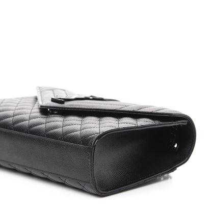 Saint Laurent Grain De Poudre Textured Mixed Matelasse Triquilt Medium Monogram Satchel Black 7 of 10