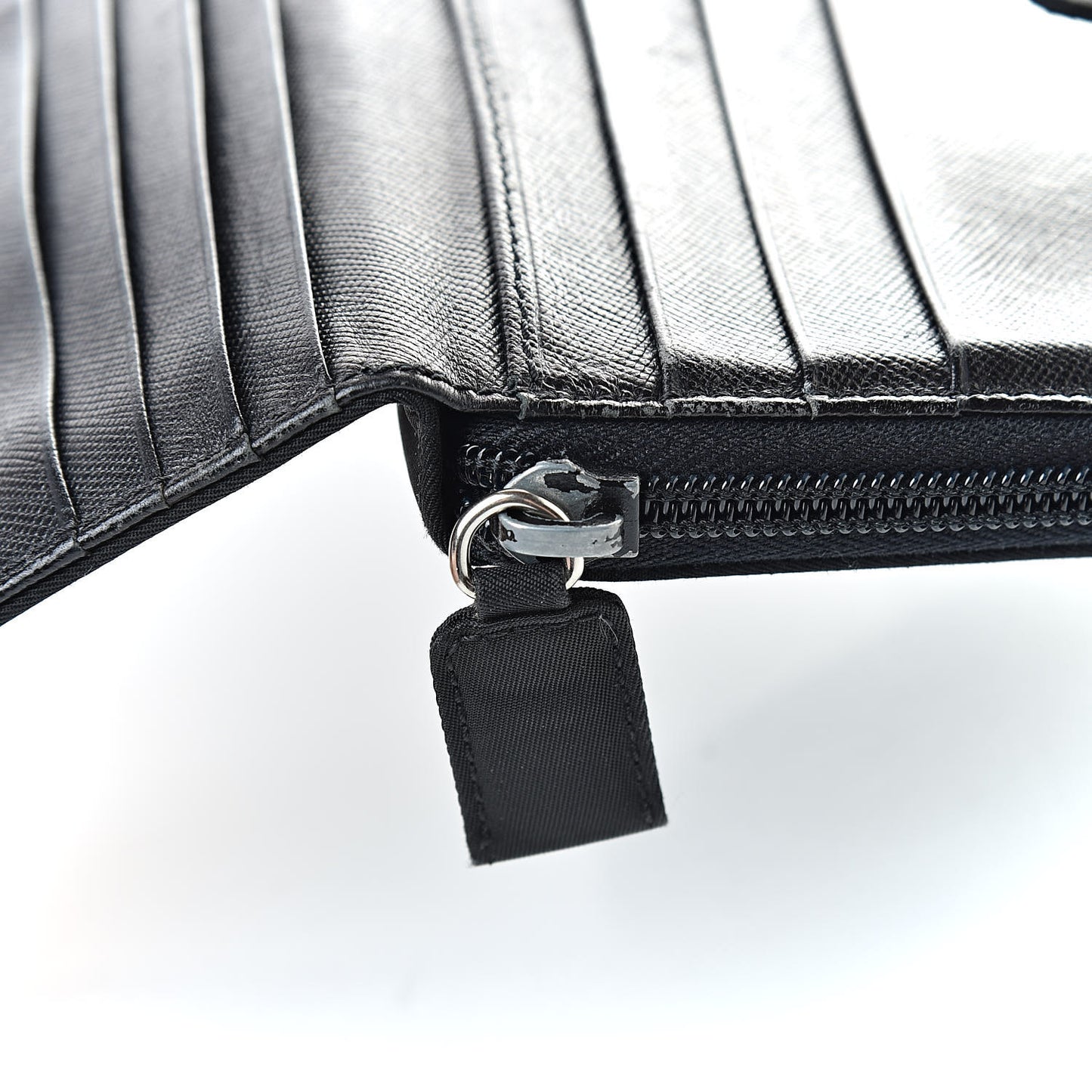 Tessuto Nylon Compact Zip Around Wallet Black