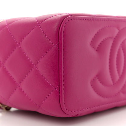 Chanel Lambskin Quilted Small Pearl Crush Vanity Case With Chain Fuchsia 9 of 11