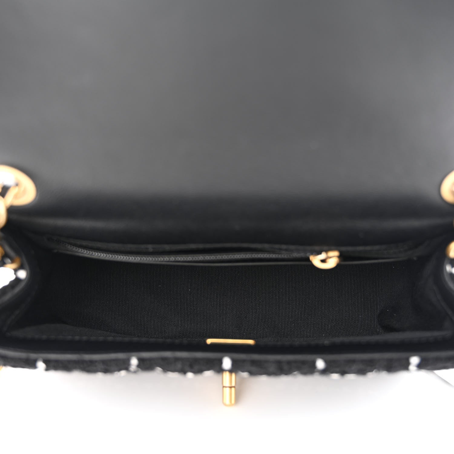 Chanel Tweed Quilted Mini Rectangular Pearl Crush Flap Black 5 of 11