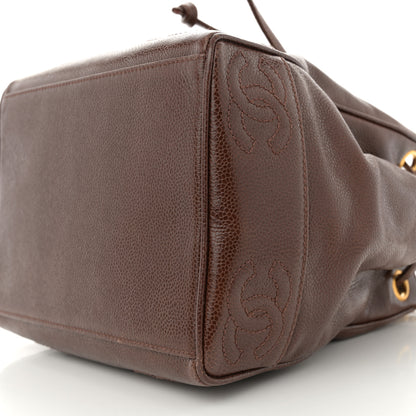 Chanel Caviar CC Drawstring Shoulder Bag Brown 10 of 13
