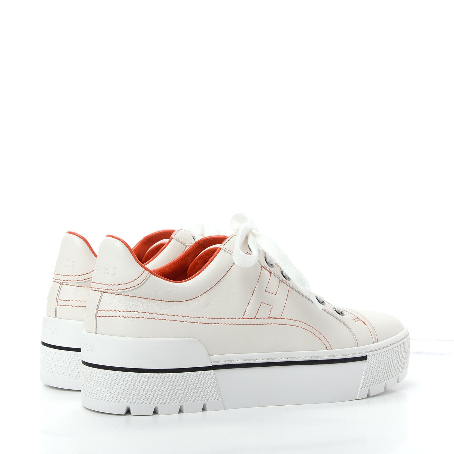 Calfskin Womens Voltage Sneakers 38.5 White Orange