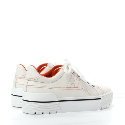 Hermes Calfskin Womens Voltage Sneakers 38.5 White Orange 4 of 11