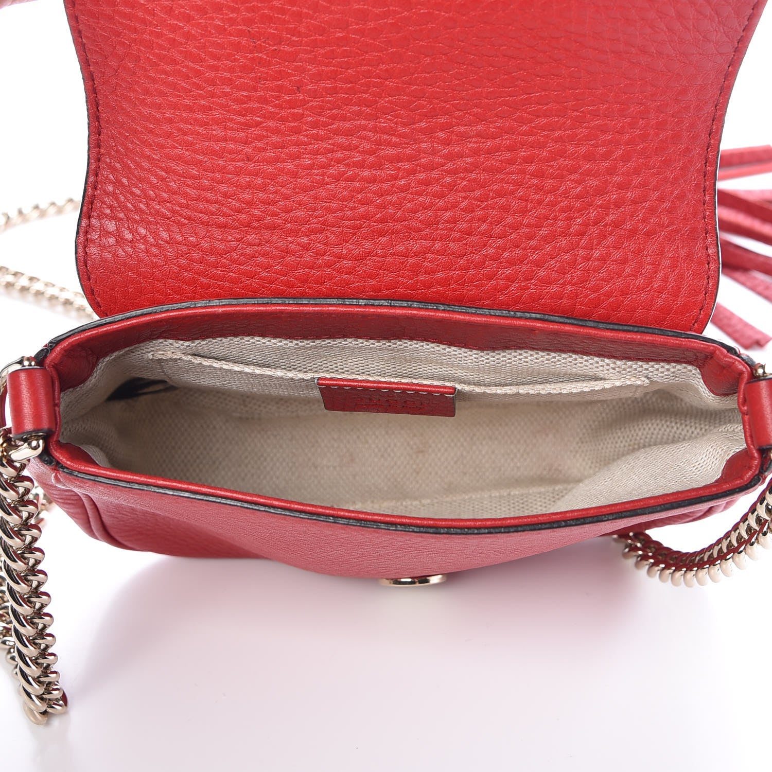 Gucci Pebbled Calfskin Small Soho Flap Crossbody Red 5 of 11