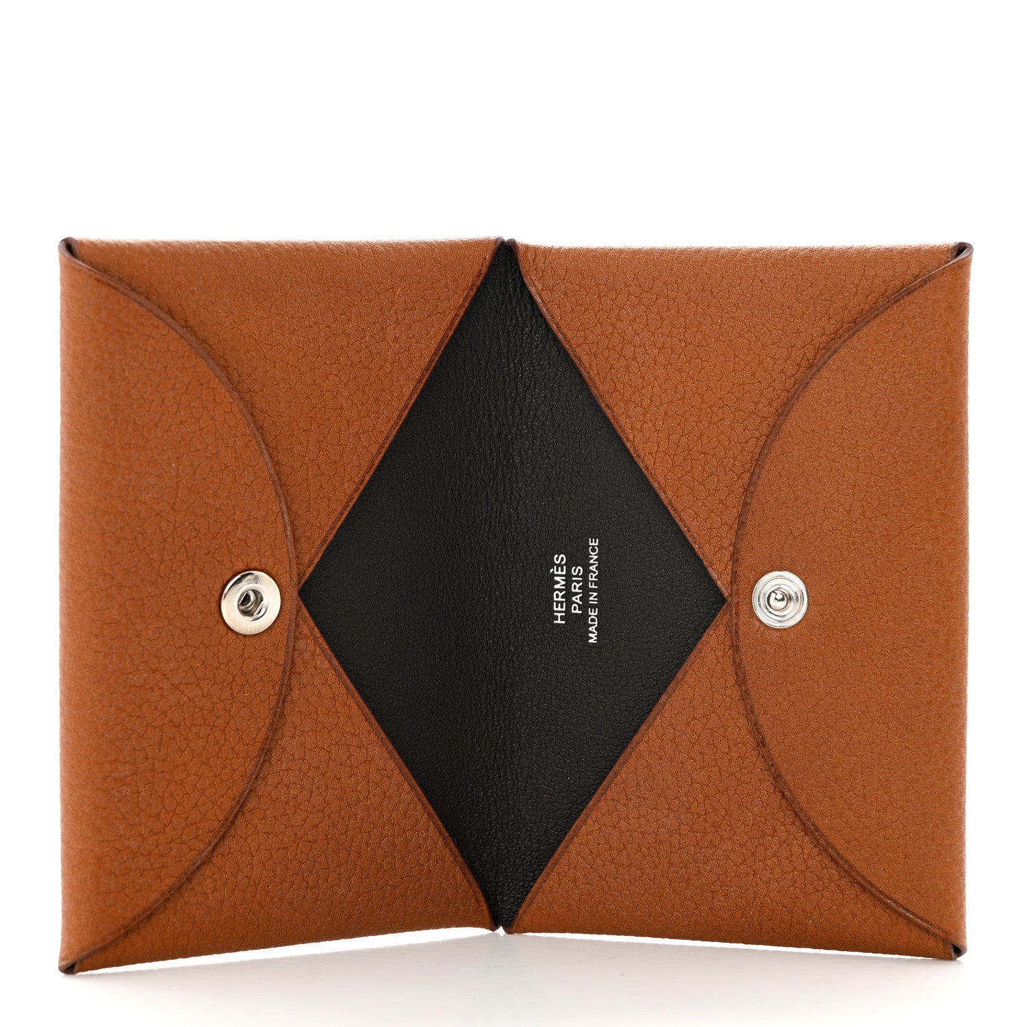 Hermes Evercolor Calvi Verso Card Case Gold Black 5 of 8