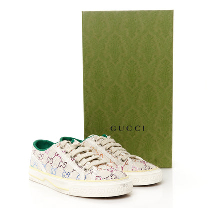 Gucci Canvas Lame Crystal GG Monogram Womens 1977 Tennis Sneakers 38 Gardenia Silver Mystic White 9 of 9