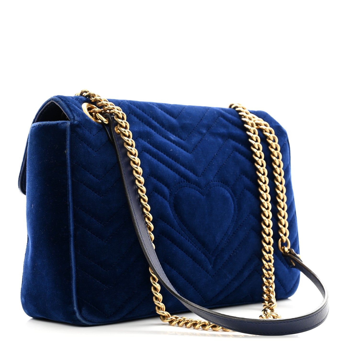 Gucci Velvet Matelasse Medium GG Marmont Shoulder Bag Cobalt Blue 3 of 11