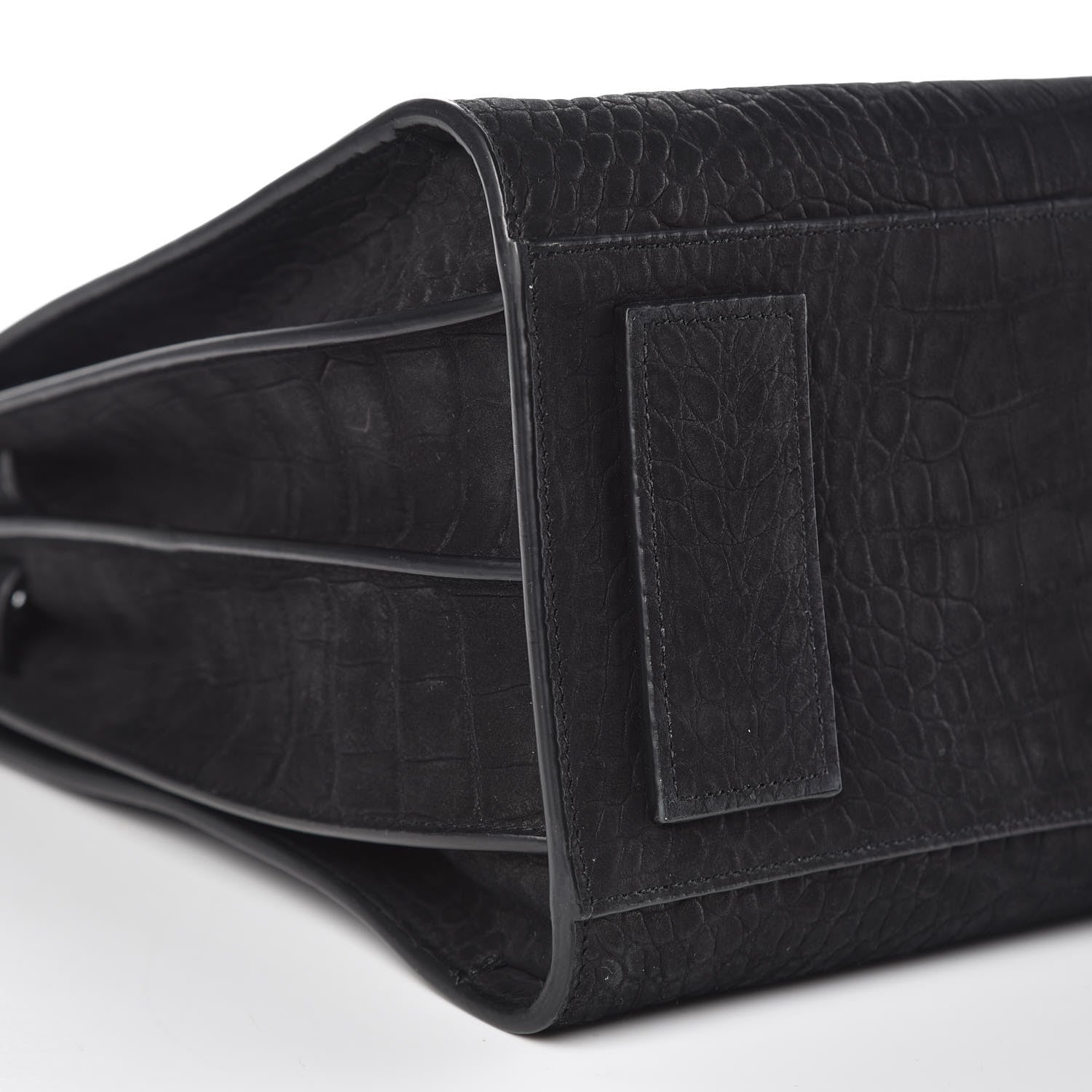 Saint Laurent Crocodile Embossed Suede Small Supple Sac de Jour Black 7 of 12