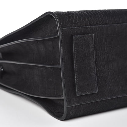 Saint Laurent Crocodile Embossed Suede Small Supple Sac de Jour Black 7 of 12