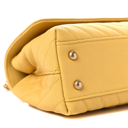 Chanel Caviar Chevron Quilted Mini Coco Handle Flap Yellow 8 of 9