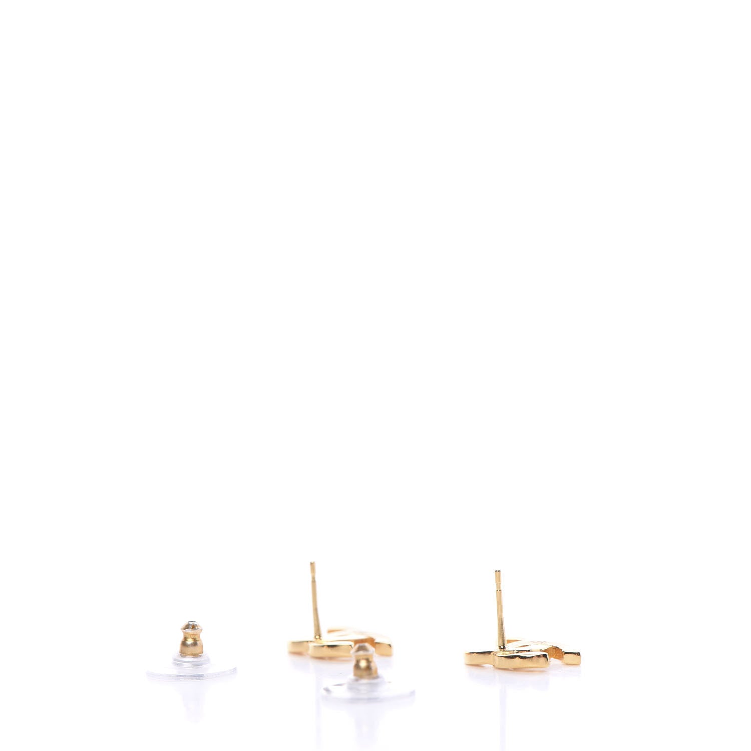 Chanel Metal CC Paris Button Stud Earrings Gold 3 of 5