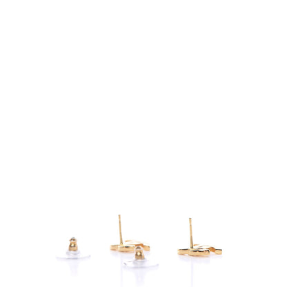Chanel Metal CC Paris Button Stud Earrings Gold 3 of 5