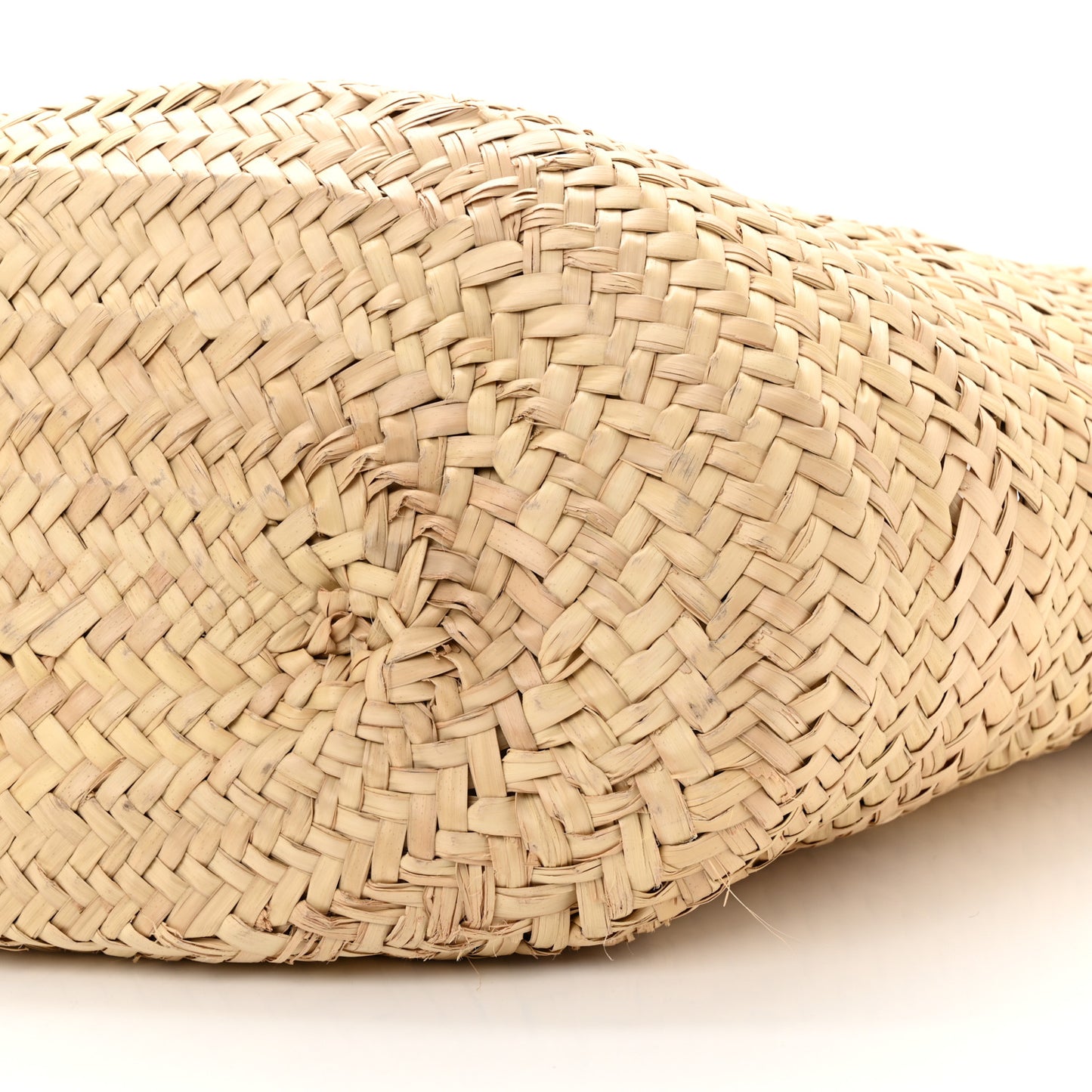 Raffia Calfskin Triomphe Medium Panier Tan
